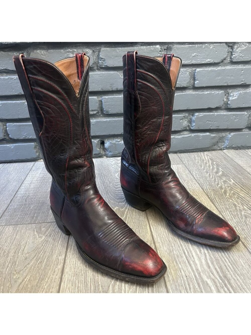 Lucchese 1883 Vintage L660814 French Toe Western Cowboy Boots Mens 12 B
